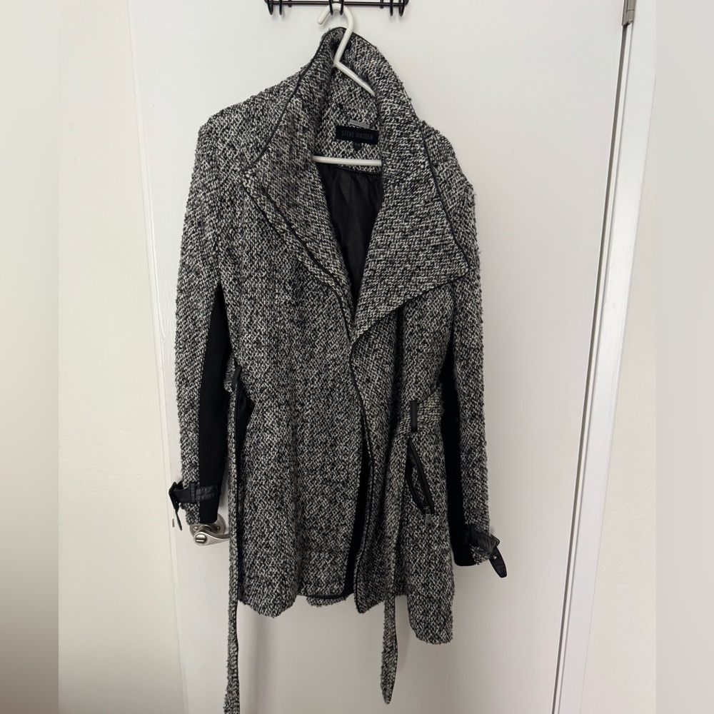 Steve Madden Black and Gray Tweed Coat